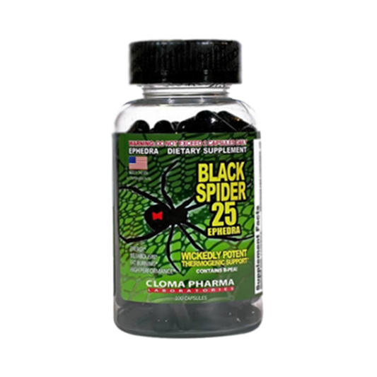 Black Spider; fotografía con acentuación del frasco de quemadores de grasa